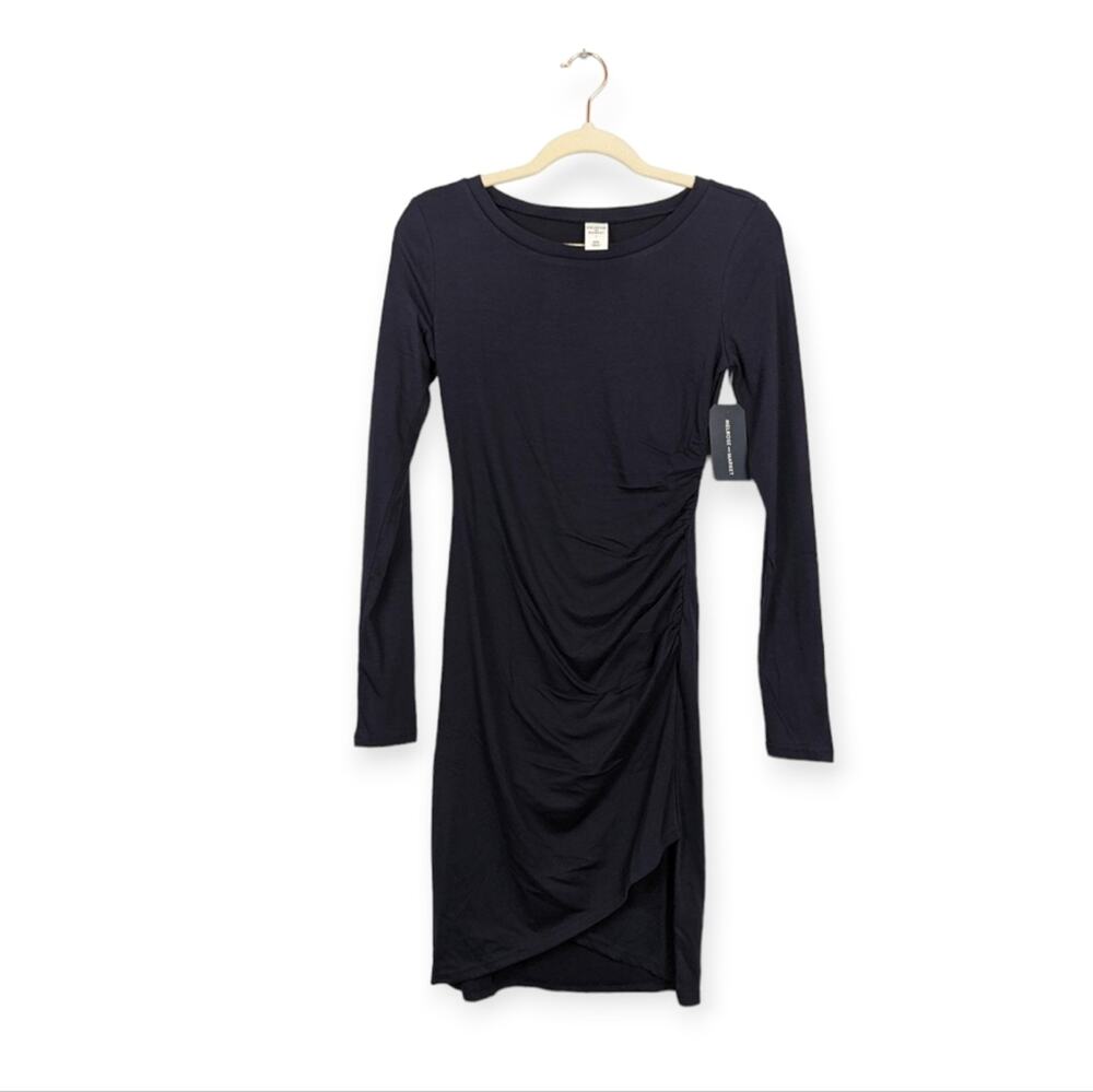 NWT Melrose & Market Navy Side Ruched Long Sleeve Dress